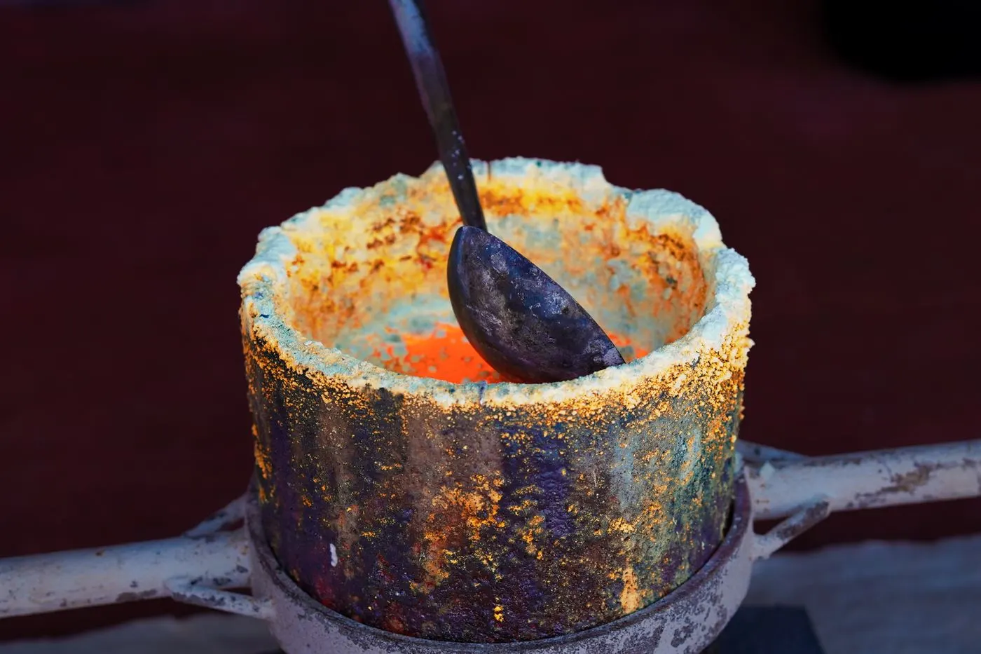 Molten gold in a graphite crucible